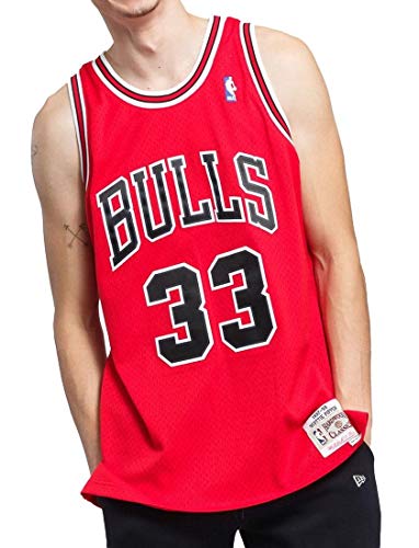 Mitchell & Ness Chicago Bulls Camicia da Donna, Scarlatto, M Uomo