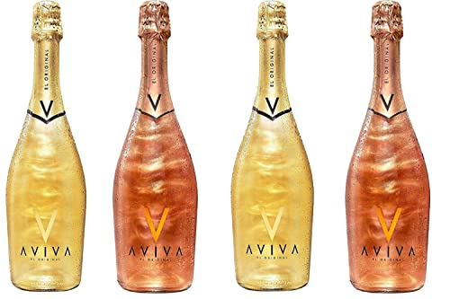 Aviva | Gold | Pink | Box 4 Bottiglie 75cl | Agita e Scopri la Magia |...